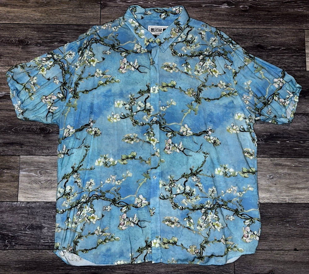 RSVLTS Shirt Mens Size 3XL Button Up Van Gogh Museum Almond Blossoms Painting